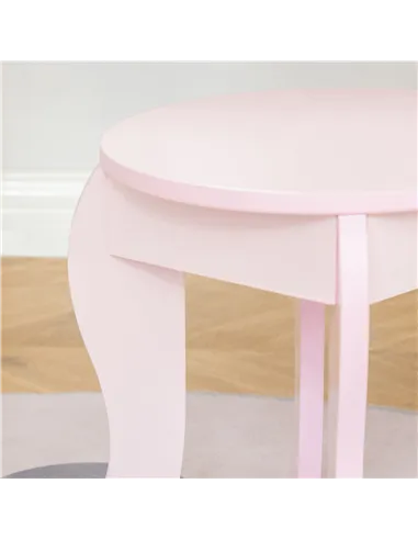 HOMCOM Kids Vanity Table & Stool Girls Dressing Set Make Up Desk Chair Dresser Play Set with Mirror Pink