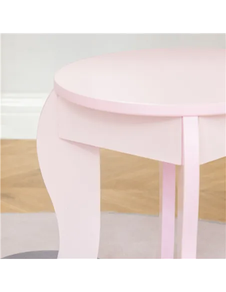 HOMCOM Kids Vanity Table & Stool Girls Dressing Set Make Up Desk Chair Dresser Play Set with Mirror Pink