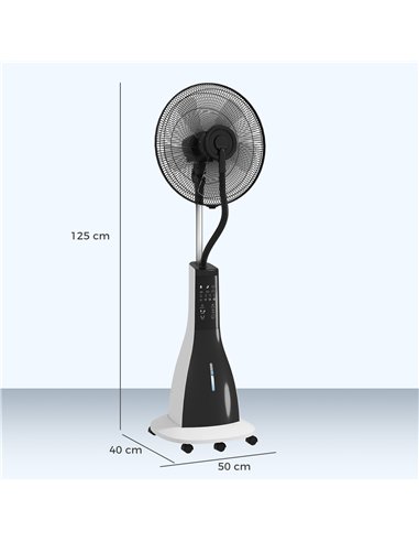 HOMCOM Pedestal Fan with Water Mist Spray, Spray Misting Fan with 75° Oscillation, Remote Control, Tilt Head, 3 Speeds, 3 Modes,