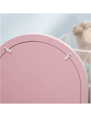 HOMCOM Kids Dressing Table Set, with Mirror and Drawer - Pink