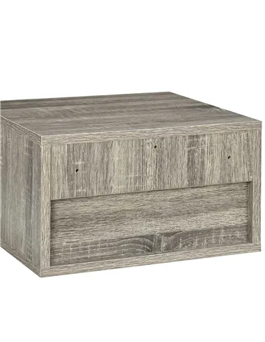 HOMCOM Set of Two Floating Bedside Tables Wall Mounted Nightstands with Drawer and Shelf for Bedroom, Brown Wood-Effect