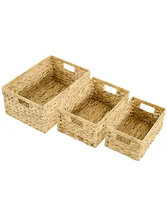 HOMCOM Set of Three Water Hyacinth Storage Baskets
