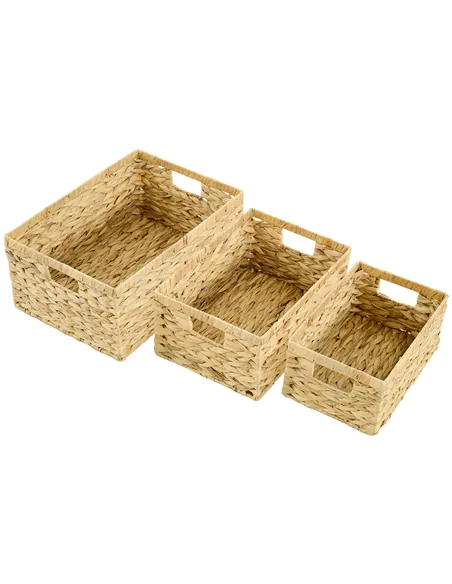 HOMCOM Set of Three Water Hyacinth Storage Baskets
