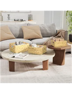 HOMCOM Set of Three Water Hyacinth Storage Baskets 2
