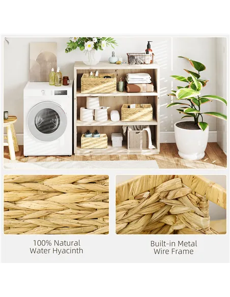 HOMCOM Set of Three Water Hyacinth Storage Baskets