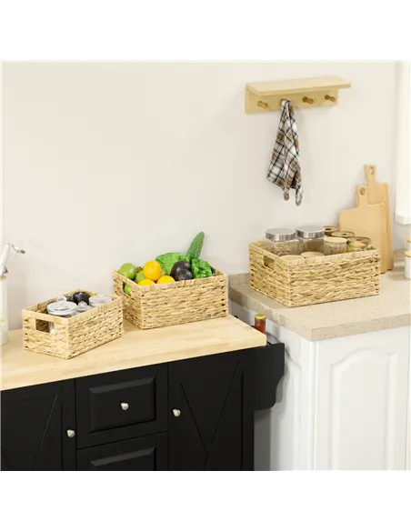 HOMCOM Set of Three Water Hyacinth Storage Baskets