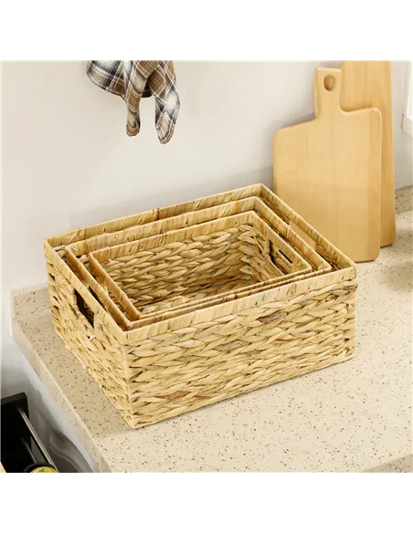 HOMCOM Set of Three Water Hyacinth Storage Baskets