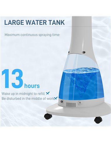 HOMCOM Pedestal Fan with Water Mist Spray, Spray Misting Fan with 75° Oscillation, Remote Control, Tilt Head, 3 Speeds, 3 Modes,