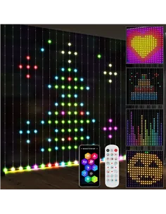 HOMCOM LED Curtain Lights, Smart Curtain Fairy Lights Plug In, Colour Changing Wall Lights with Remote, App, Dynamic DIY Hanging
