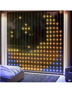 HOMCOM LED Curtain Lights, Smart Curtain Fairy Lights Plug In, Colour Changing Wall Lights with Remote, App, Dynamic DIY Hanging 2