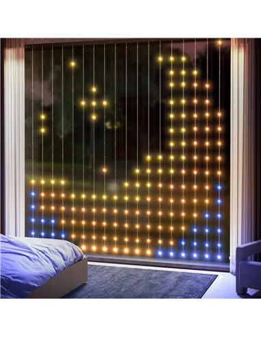 HOMCOM LED Curtain Lights, Smart Curtain Fairy Lights Plug In, Colour Changing Wall Lights with Remote, App, Dynamic DIY Hanging