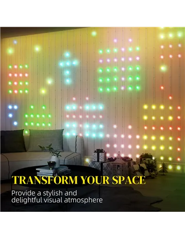 HOMCOM LED Curtain Lights, Smart Curtain Fairy Lights Plug In, Colour Changing Wall Lights with Remote, App, Dynamic DIY Hanging