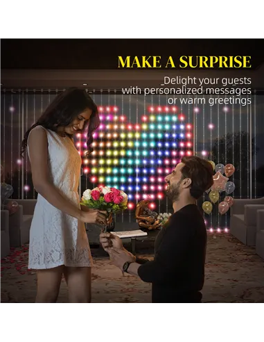 HOMCOM LED Curtain Lights, Smart Curtain Fairy Lights Plug In, Colour Changing Wall Lights with Remote, App, Dynamic DIY Hanging