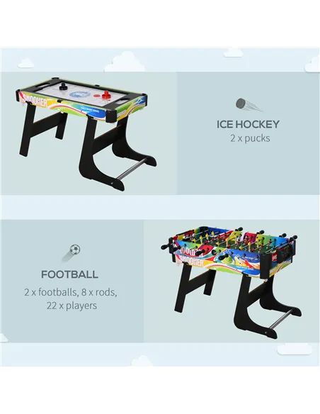 HOMCOM Folding Multi Gaming Table 4 in 1 Hockey, Football Table, Table Tennis, Billiards For Play Fun