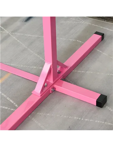 HOMCOM Height Adjustable Gymnastics Horizontal Bar for Kids, Children Junior Kip High Bar Fitness, Pink