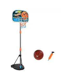 HOMCOM Kids Basketball Hoop and Stand Portable Basketball Stand Set w/ Ball Pump Netting Backboard Adjustable Height from 126 cm