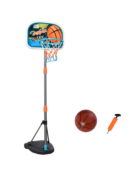 HOMCOM Kids Basketball Hoop and Stand Portable Basketball Stand Set w/ Ball Pump Netting Backboard Adjustable Height from 126 cm