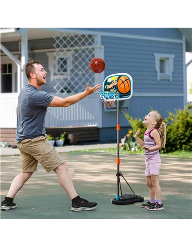 HOMCOM Kids Basketball Hoop and Stand Portable Basketball Stand Set w/ Ball Pump Netting Backboard Adjustable Height from 126 cm