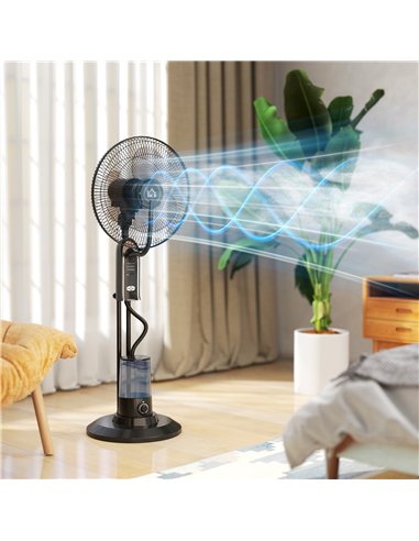 HOMCOM Pedestal Fan with Water Mist Spray, Spray Misting Fan with 70° Oscillation, Tilt Head, 3 Speeds, 3 Modes, Adjustable Mist