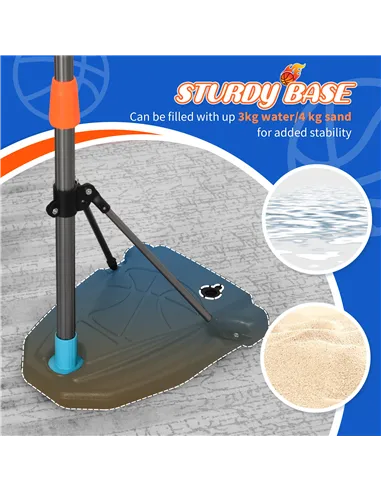 HOMCOM Kids Basketball Hoop and Stand Portable Basketball Stand Set w/ Ball Pump Netting Backboard Adjustable Height from 126 cm