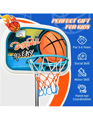 HOMCOM Kids Basketball Hoop and Stand Portable Basketball Stand Set w/ Ball Pump Netting Backboard Adjustable Height from 126 cm