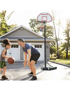 HOMCOM Basketball Hoop Outdoor, Portable Basketball Hoop and Stand with Weighted Base, Portable on Wheels, 1.55-2.1m, for Teens, 2