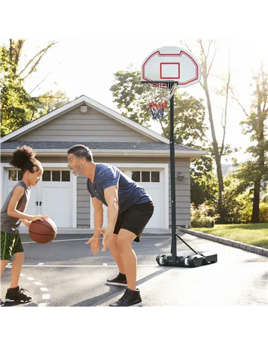 HOMCOM Basketball Hoop Outdoor, Portable Basketball Hoop and Stand with Weighted Base, Portable on Wheels, 1.55-2.1m, for Teens,