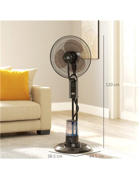 HOMCOM Pedestal Fan with Water Mist Spray, Spray Misting Fan with 70° Oscillation, Tilt Head, 3 Speeds, 3 Modes, Adjustable Mist