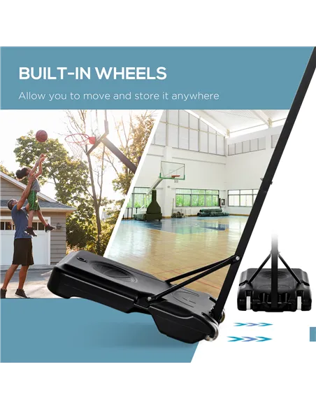 HOMCOM Basketball Hoop Outdoor, Portable Basketball Hoop and Stand with Weighted Base, Portable on Wheels, 1.55-2.1m, for Teens,