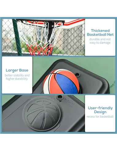 HOMCOM Basketball Hoop Outdoor, Portable Basketball Hoop and Stand with Weighted Base, Portable on Wheels, 1.55-2.1m, for Teens,
