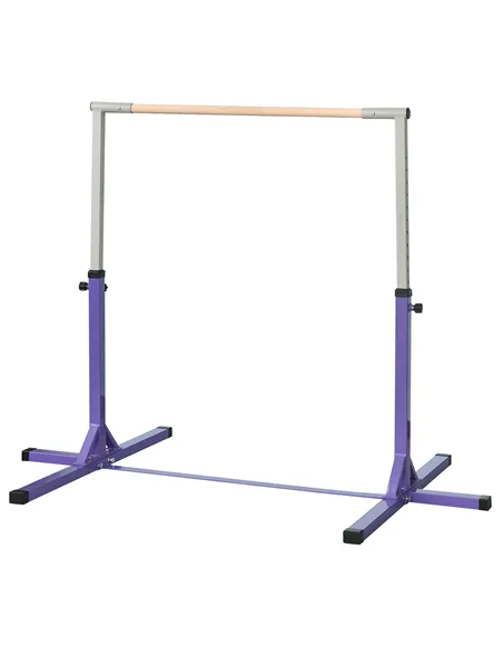 HOMCOM Steel Frame Adjustable Horizonal Gymnastics Bar For Kids Home Gym Training Purple