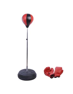 HOMCOM Training Boxing Punch Ball Set 125-145H x Φ43cm with Gloves Air Pump, 4-Position Adjustable Height Freestanding Boxing Sp