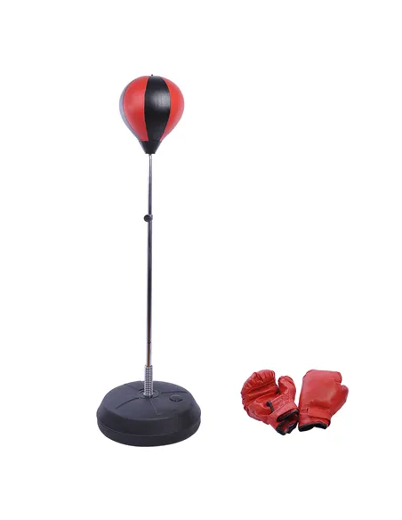HOMCOM Training Boxing Punch Ball Set 125-145H x Φ43cm with Gloves Air Pump, 4-Position Adjustable Height Freestanding Boxing Sp