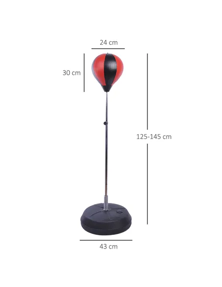 HOMCOM Training Boxing Punch Ball Set 125-145H x Φ43cm with Gloves Air Pump, 4-Position Adjustable Height Freestanding Boxing Sp