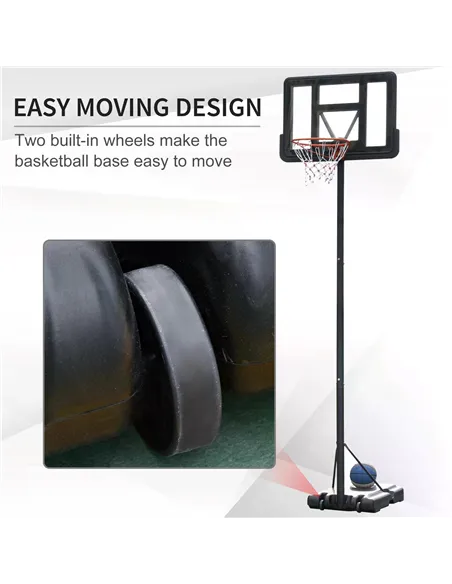 HOMCOM Portable Basketball Hoop Stand 231-305cm Height Adjustable w/ Moving Wheels