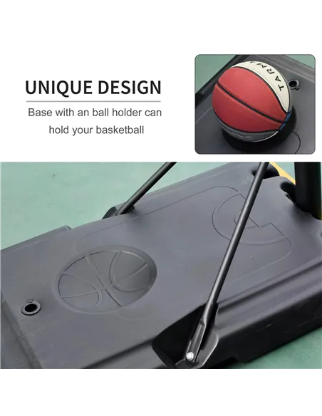 HOMCOM Portable Basketball Hoop Stand 231-305cm Height Adjustable w/ Moving Wheels