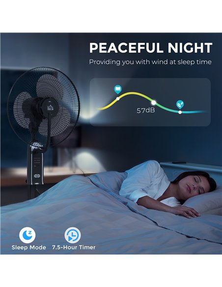 HOMCOM Pedestal Fan with Water Mist Spray, Spray Misting Fan with 70° Oscillation, Tilt Head, 3 Speeds, 3 Modes, Adjustable Mist