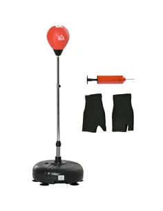 HOMCOM Punching Bag with Stand, 132-158cm Adjustable Height, for Teens, Red/Black