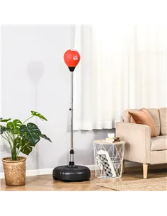 HOMCOM Punching Bag with Stand, 132-158cm Adjustable Height, for Teens, Red/Black 2