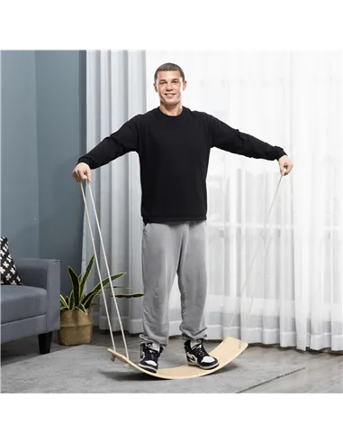 HOMCOM Wood Wobble Board with Ropes, Balance Board for Full Body Workout, Multipurpose for Kids and Adults