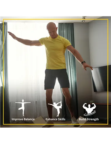 HOMCOM Wood Wobble Board with Ropes, Balance Board for Full Body Workout, Multipurpose for Kids and Adults