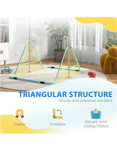 HOMCOM Kids Gymnastic Bar, with Adjustable Height, Foldable Horizontal Bars - Light Blue