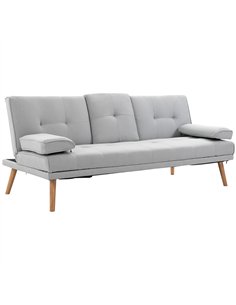 HOMCOM Fabric Click Clack Sofa Bed with 2 Cup Holders, Convertible Futon Settee, Futon Recliner Lounge for Living Room, Spare Ro