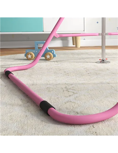 HOMCOM Kids Gymnastic Bar, with Adjustable Height, Foldable Horizontal Bars - Pink