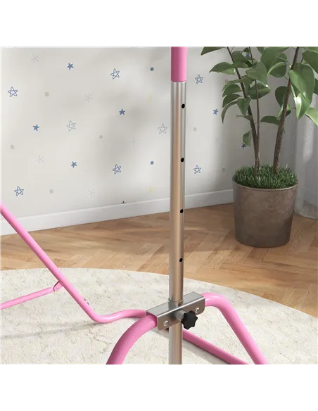 HOMCOM Kids Gymnastic Bar, with Adjustable Height, Foldable Horizontal Bars - Pink