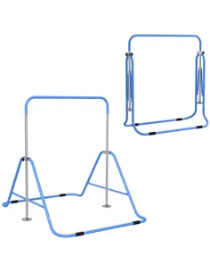 HOMCOM Kids Gymnastic Bar, with Adjustable Height, Foldable Horizontal Bars - Blue