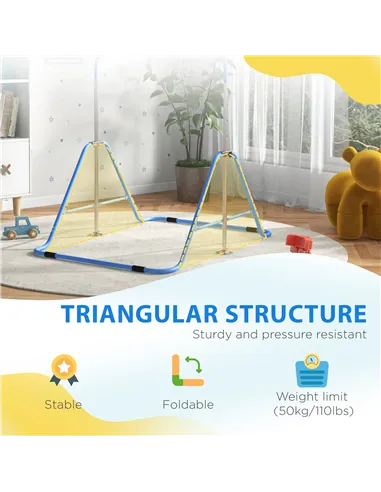 HOMCOM Kids Gymnastic Bar, with Adjustable Height, Foldable Horizontal Bars - Blue