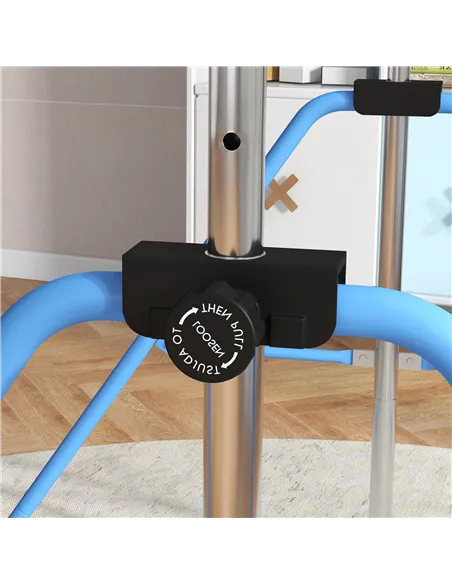 HOMCOM Adjustable Height, Foldable Kids Gymnastics Bar w/ Non-slip Rubber Floor Rings, for 3+ Years, Blue
