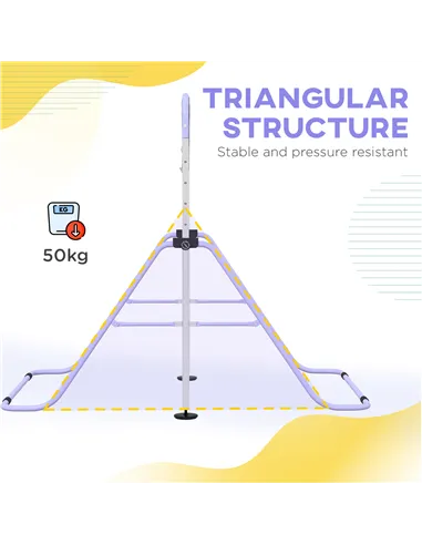 HOMCOM Adjustable Height, Foldable Kids Gymnastics Bar w/ Non-slip Rubber Floor Rings, for 3+ Years, Purple