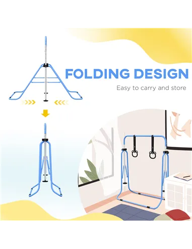 HOMCOM Adjustable Height, Foldable Kids Gymnastics Bar w/ Non-slip Rubber Floor Rings, for 3+ Years, Green